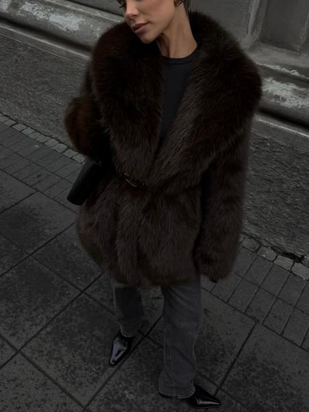 Elegant Women's Faux Fur Coat, Warm Loose-Fitting Jacket for Fall & Winter, Eco-Friendly High-End Style Outerwear