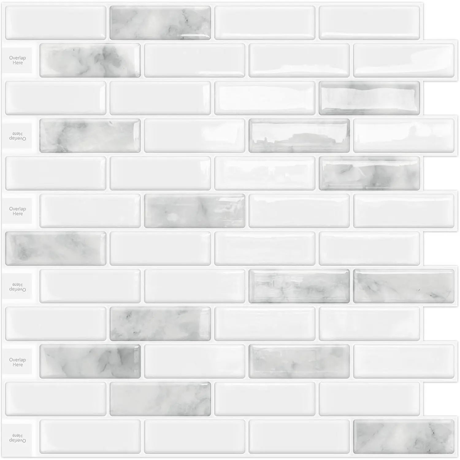 Peel and Stick Backsplash  Self Adhesive Wall Tiles Grey 10 Sheet | Sticky,Vinyl,Rental friendly,Marble,for Kitchen,Bathroom,Sink,12"x12"