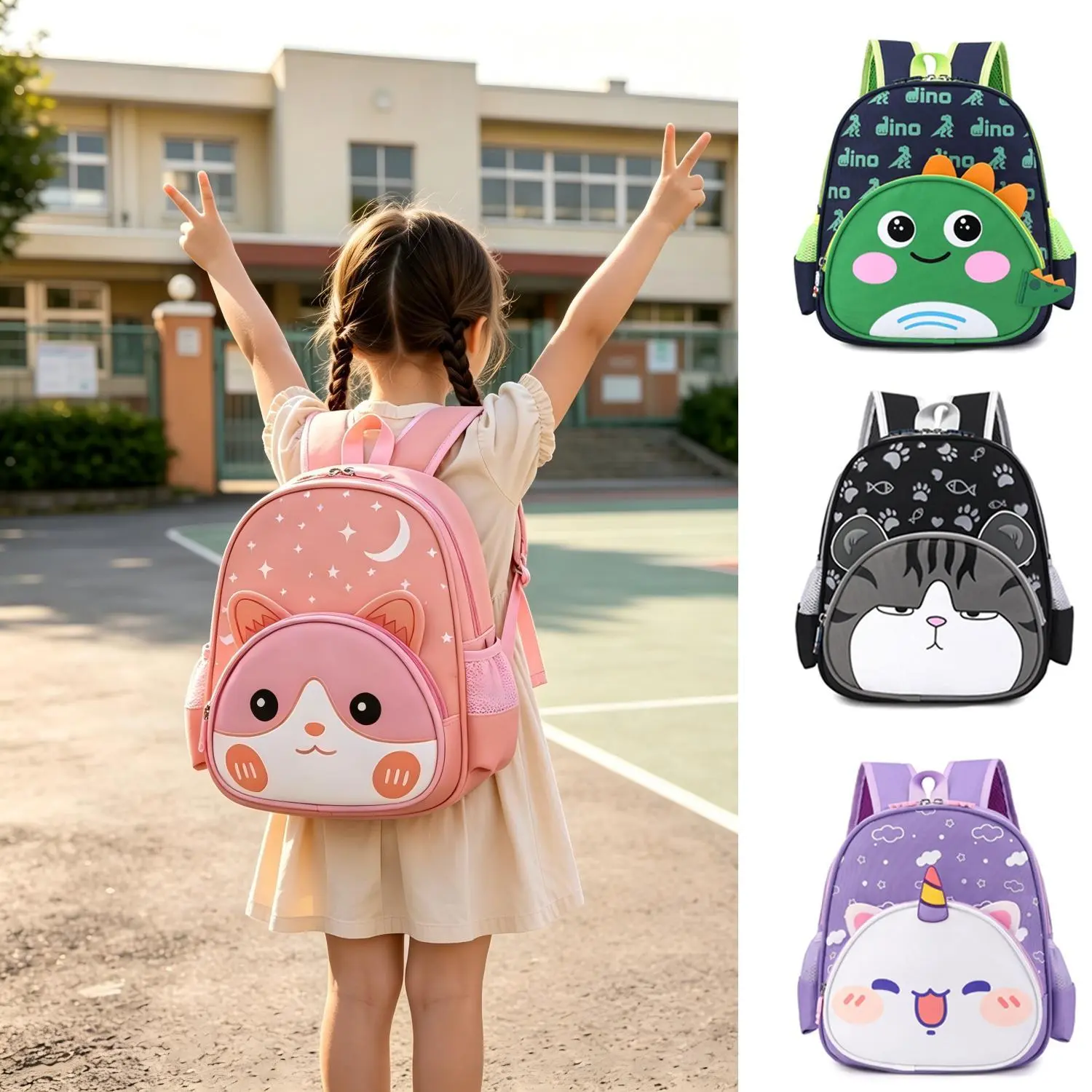 Cute 3D Cartoon Toddler Backpack Lightweight Waterproof Kindergarten Bag for Boys Girls Ages 2-7 Dinosaur Unicorn Animal Kids Backpack Daycare & Travel