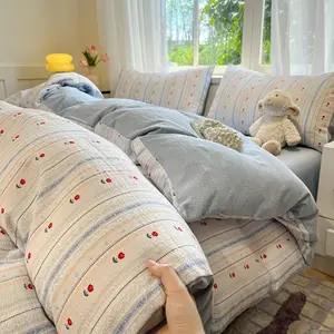 3/4pcs Plush Lightweight Cloudy Oxygen Dual Layer Bedding Set, Moisture-Wicking, Skin-Friendly, Bare Sleep, Queen Size, Full House Bedroom Decor