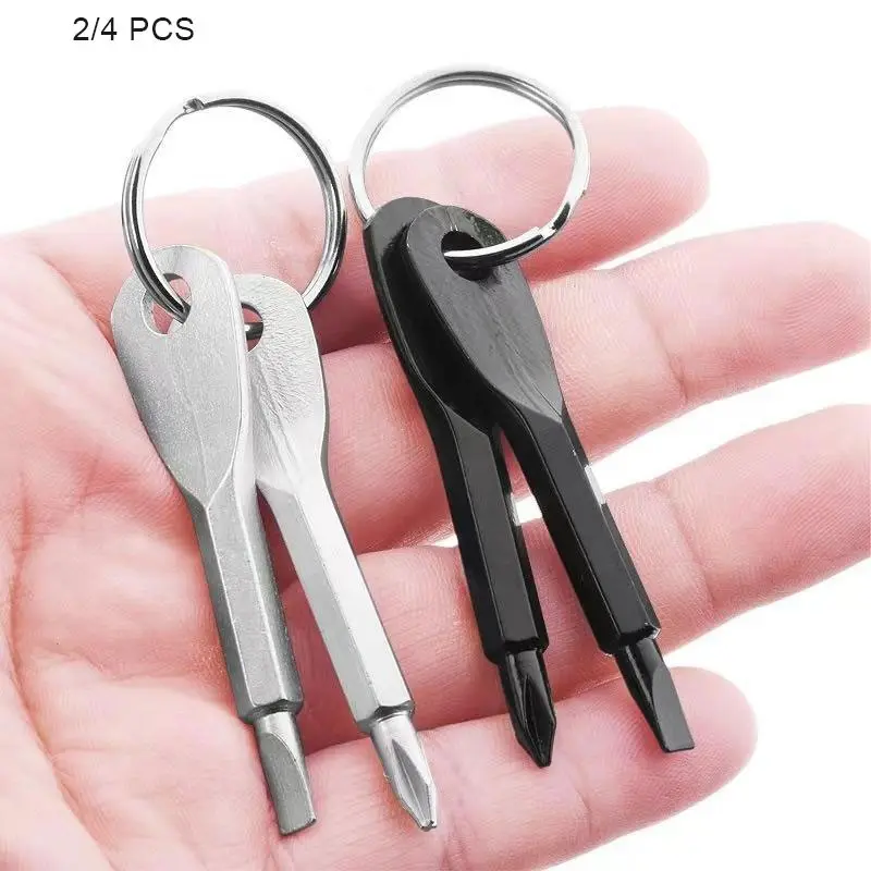 Portable Mini Screwdriver (2pcs), Camping Mini Screwdriver Keychain, Portable Cross & Flat Screwdriver Key Ring, Diy Screwdriver