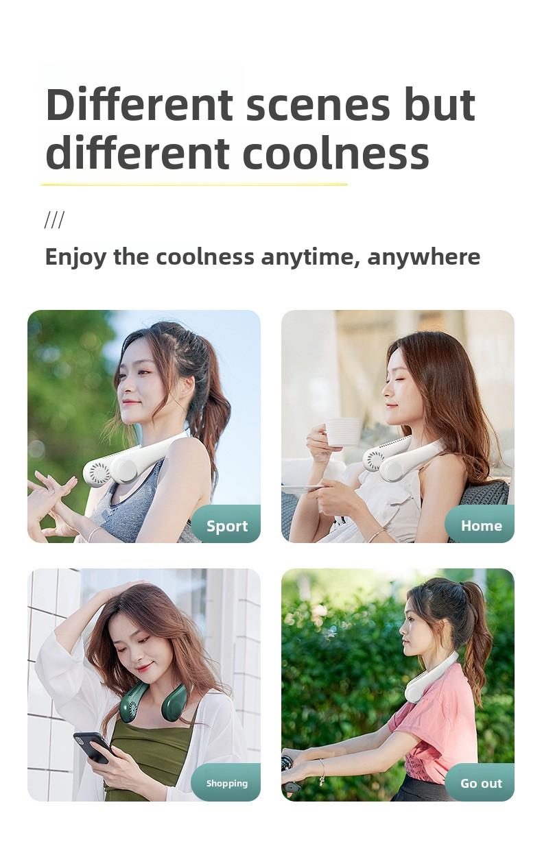 In-stock gift wholesale neck-mounted fan, cross-border USB rechargeable outdoor high-power cooling small neck fan