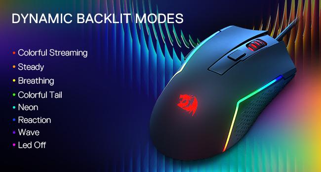 Redragon M616 RGB Gaming Mouse, 10000 DPI Wired Optical Mouse with 6 Programmable Buttons & 8 Backlit Modes, Software Supports DIY Keybinds