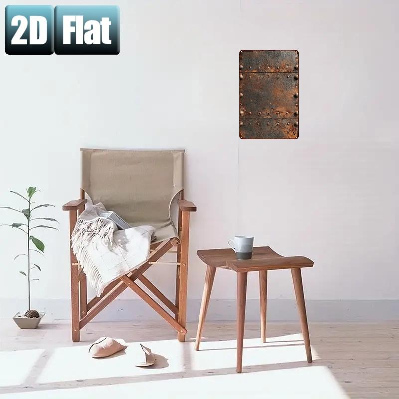 【20*30cm/8*12inch】2D Flat, 2D Flat 1pc,Rusty Metal Plate with Rivets and Weathered Texture,metal Tin Sign,size(8"x12"/20cm*30cm)Decoratve Paintings/Room/Restaurant/Bar/Door/Garage Decor, 2D Flat