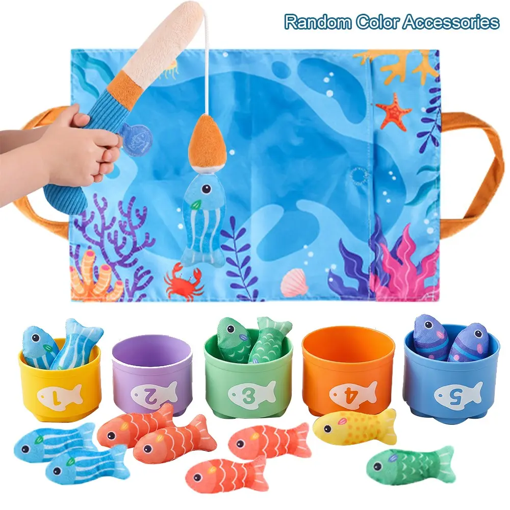 Fine Motor Skills Toys for Toddlers 1-3, 10 in 1 Montessori Multi Activity Preschool Development Kit Playset Fishing Game for Babies with Fabric Play Mat, Colorful Fish, Fishing Poles & Storage Bag, Number Counting, Color Sorting Learning, Birthday Gift