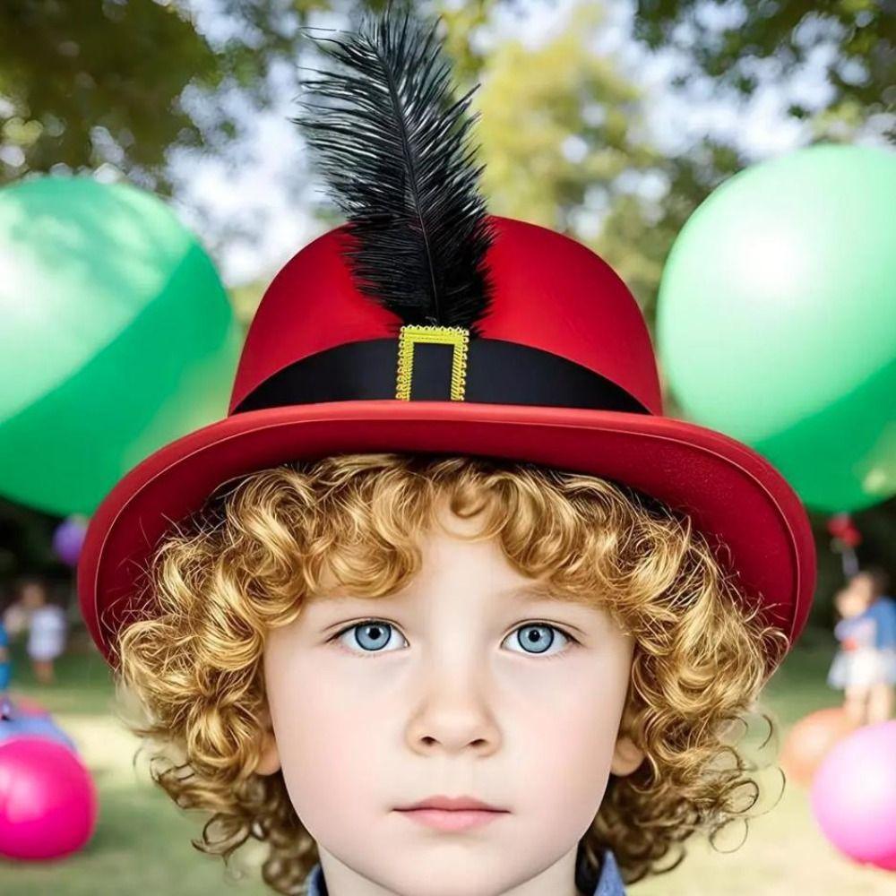 Vintage Black Musketeers Costume Hat Magician Hat With feathers Holiday Costume Hat Top Hats Stage Performance Kids Cosplay Hat