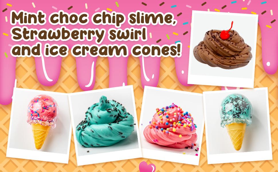 SUNDAY MIRTH Original Stationery DIY Ice Cream Slime Kit for Girls, Amazing Ice Cream Slime Making Kit to Make Butter Cloud & Foam Slimes, Fun Easter Present, 10 Year Old Girl Birthday Gifts & Toys for Girls 8-10