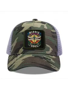 Hippie Soul Dragonfly Camouflage Mesh Baseball Cap for Men & Women - Adjustable Snapback Trucker Hat, Breathable Back for Hiking, Fishing, Camping, Golf & Casual Outdoor Attire Camouflage Random