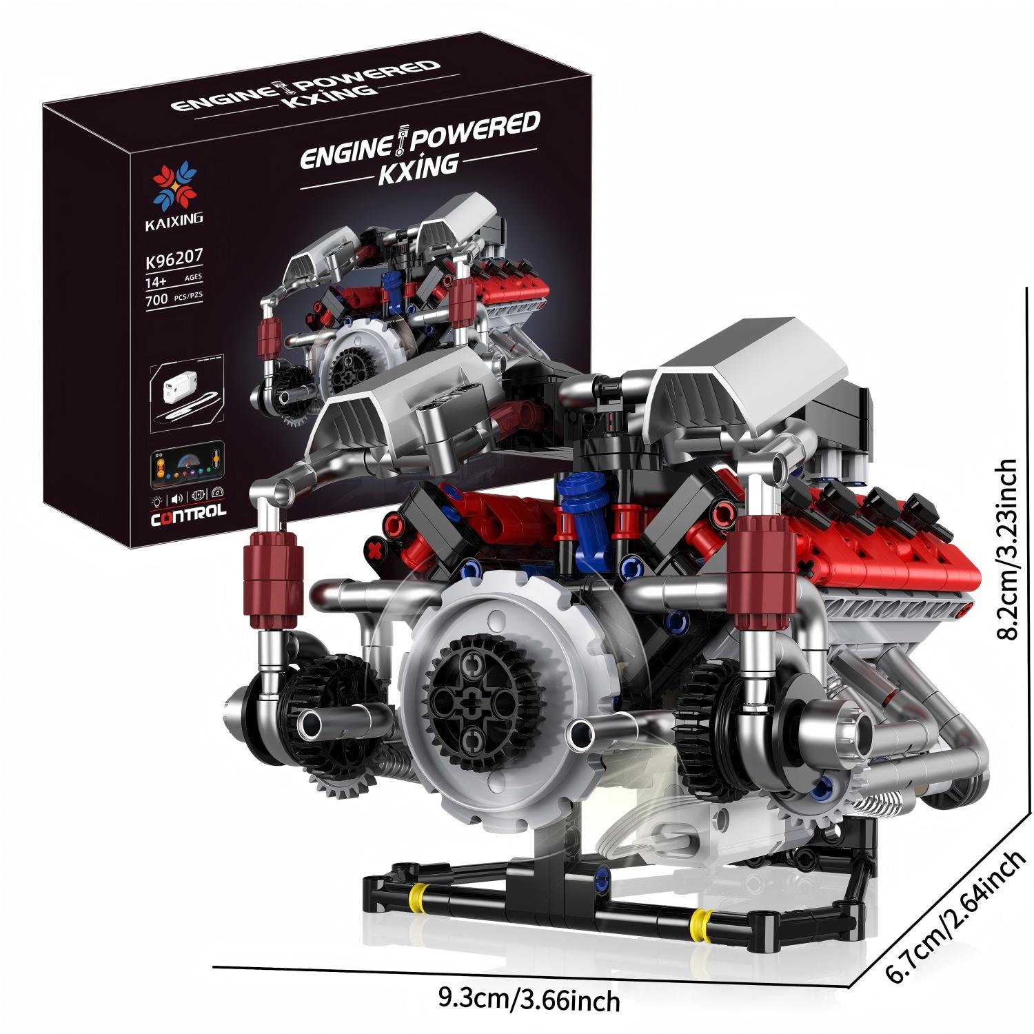 700cpsv8 Engine Building Kit with Motor, Programmable and Smartphone Remote Control, Includes Lighting Effects for Ages 14+, Ideal for Creative Display, Building Set, Stem Building Blocks