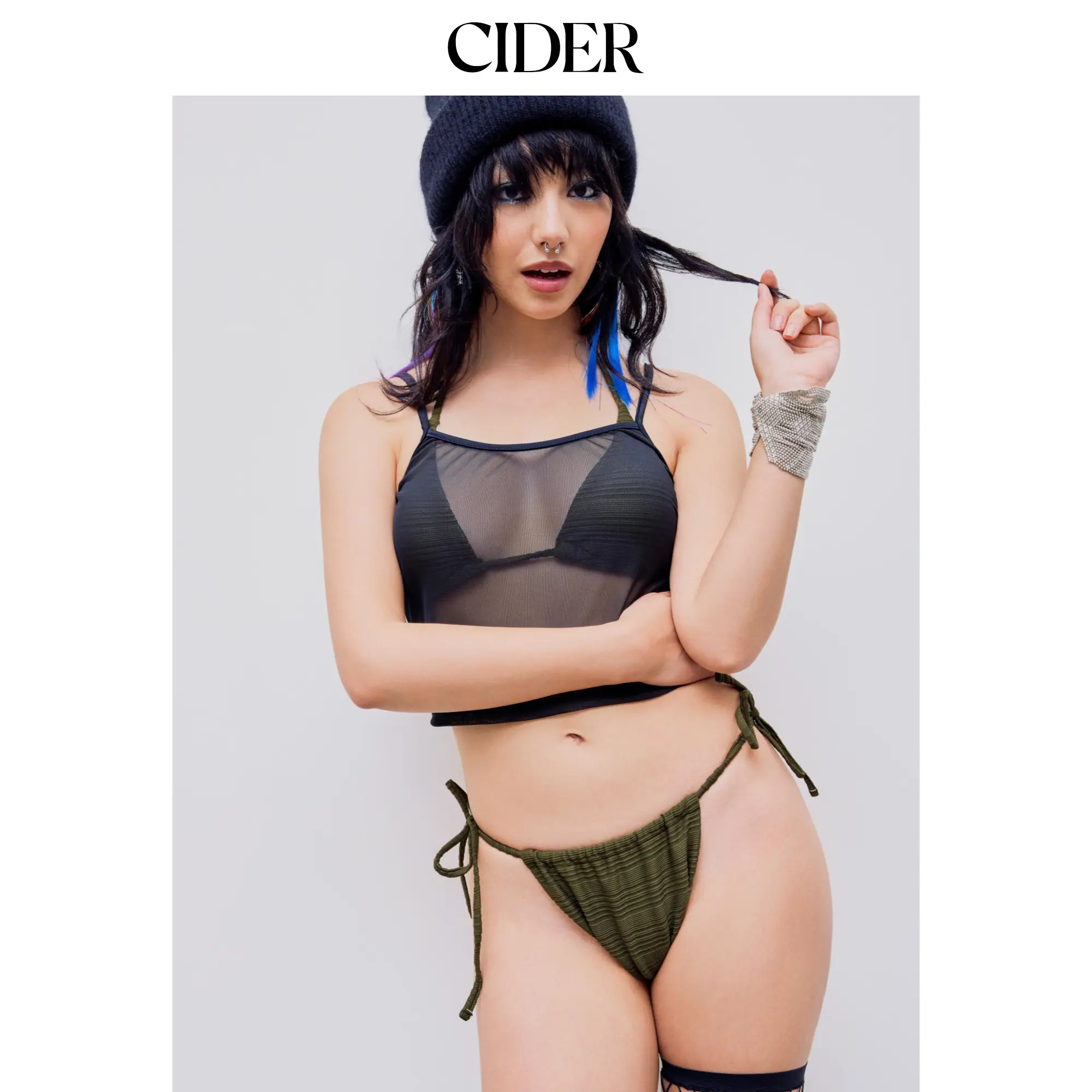 Cider [size 2-8] Halter Tie Side Bikini Swimsuit & Cover Up Top