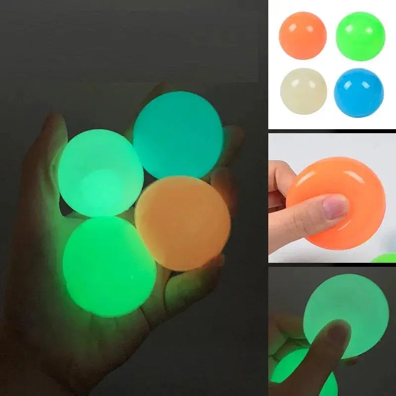 5/10Pcs Luminous Sticky Wall & Ceiling Balls - Festive Party Prop, Glowing Stress Relief Toys for Gatherings & Anxiety Relief