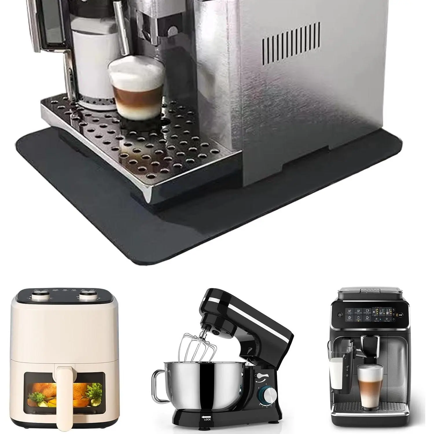 Kitchen Appliance Sliders 360  Rotation Moving  Counter, Appliance Slider Cut to Fit, Mat for  Mixer with Kitchen Accessories,Appliance Mover for Espresso Machine,  Processor