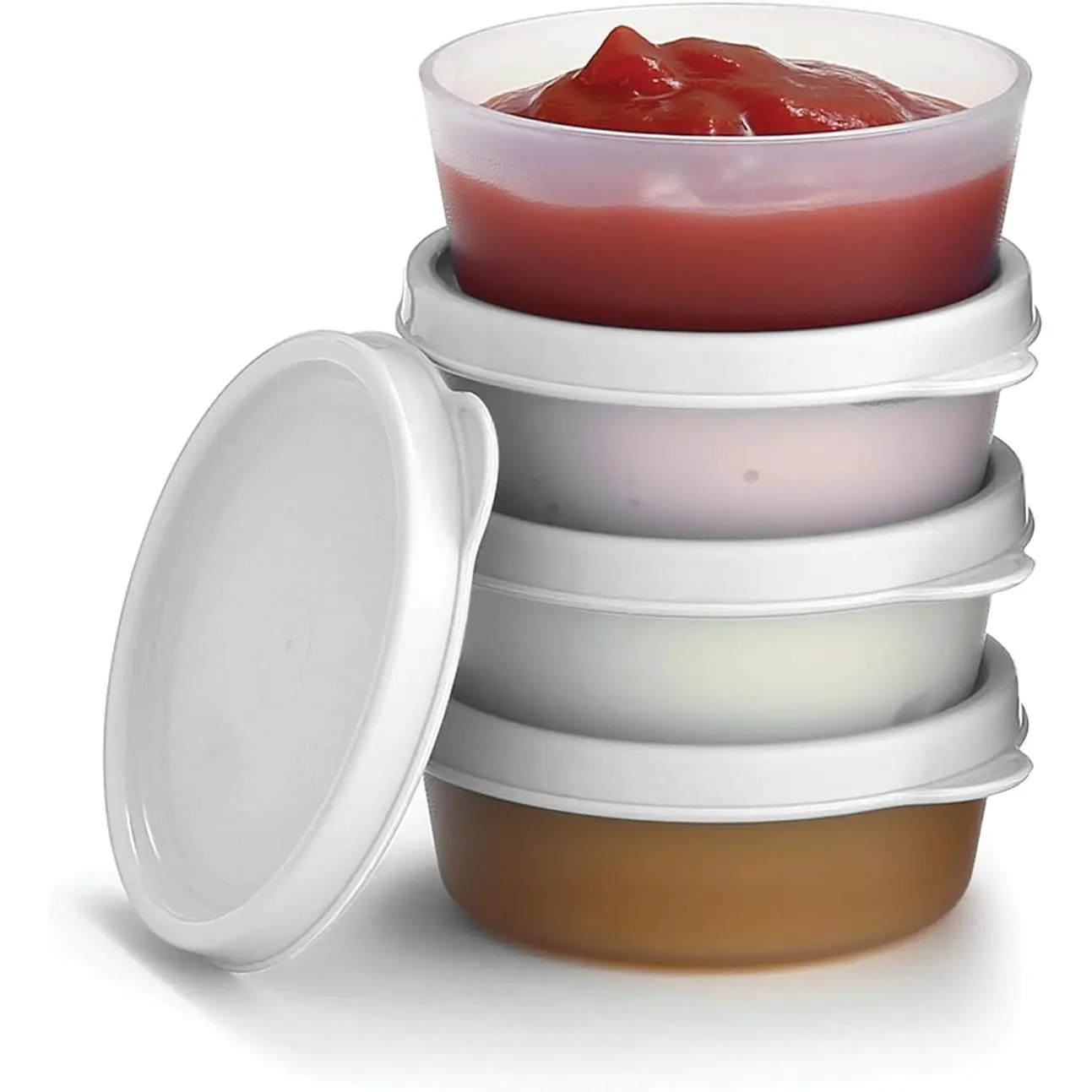 Condiment Cups Containers with - 4 pk. 2.3 oz.Salad Dressing Container to go Small  Storage Containers with - Sauce Cups Leak proof  Plastic  for Lunch Box Picnic Travel