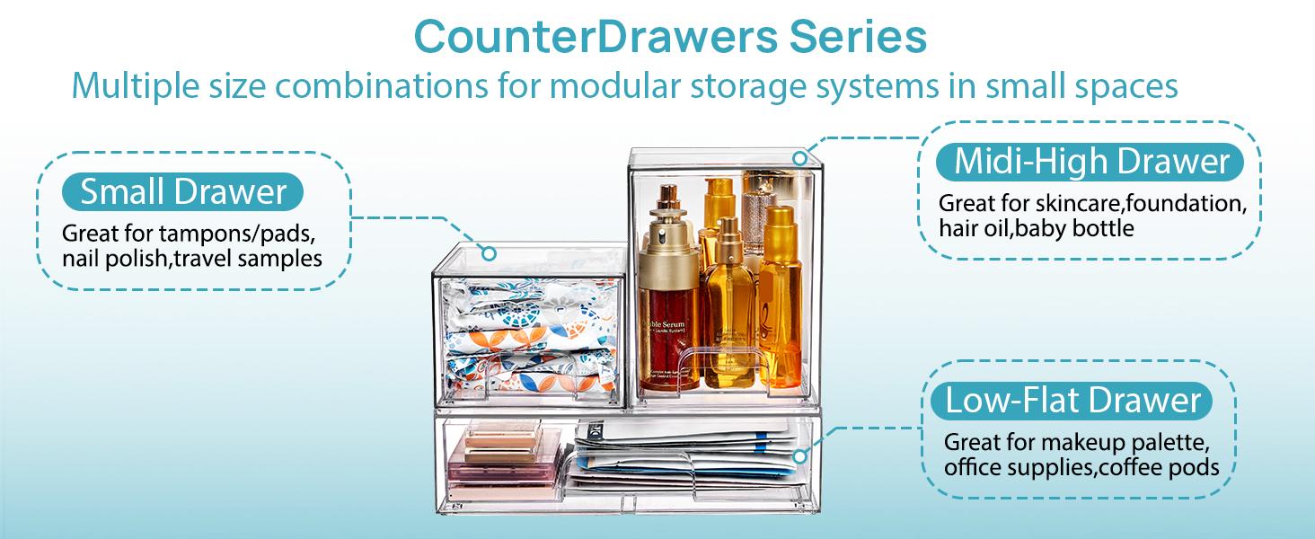 Stackable Storage Drawers Set of 5, Clear Plastic Organizer Bins for Bottle, Beauty Supplies Storage, Ideal for Kichen Countertop, Vanity, Bathroom, Cabinet, Pantry Organization Stackable Storage Drawers Set of 5, Clear Plastic Organizer Bins for Bottle, Beauty Supplies Storage, Ideal for Kichen Countertop, Vanity, Bathroom, Cabinet, Pantry Organization