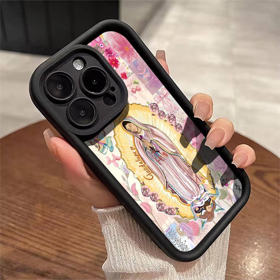 Phone Case: 1pc Religious Art Flower Pattern Phone Case Suitable for Apple iPhone 17 E Air Pro ProMax iPhone16 15 14 Plus 13 12 Mini 11 X XS XR Antidrop Phone Case Camera Protection Phone Case Light Luxury Style Elegant Can