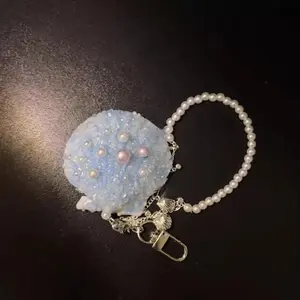 2026 New Gradient Ocean Mermaid Shell Bow Bag Charm, Inlaid Faux Pearl Cute Keychain Pendant, Trendy Daily Accessory summervibes