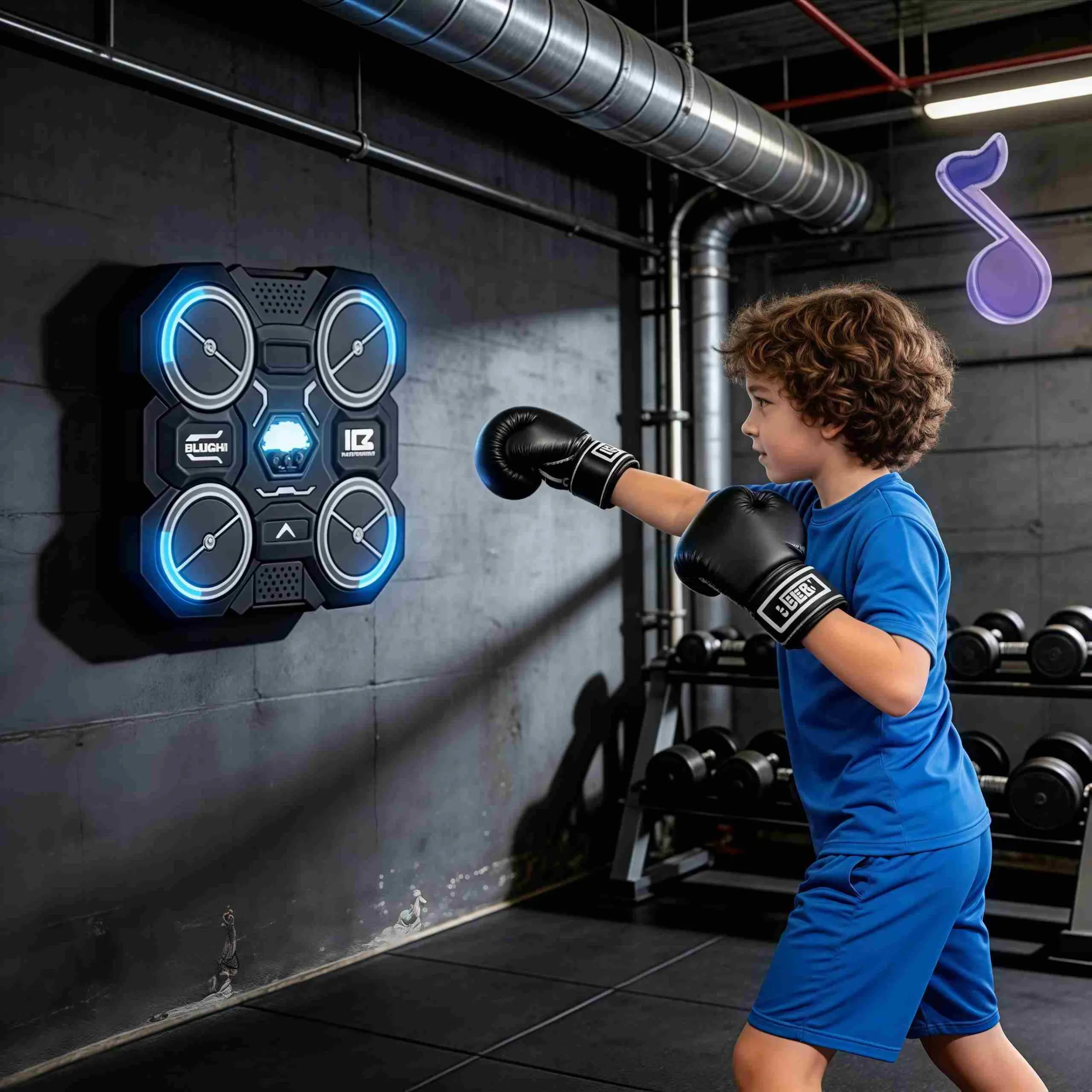 Smart Music Boxing Trainer for Kids and Adults, Portable Fitness Device, Home Gym Use, Includes Gloves, No Plug Needed, Battery Required