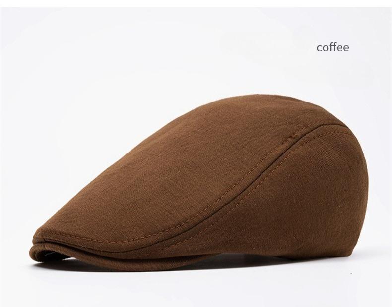 BIGWIG Men's Retro Cotton Flat Top Cap, Unisex Flat Top Sports Cap, Newsboy Cap, Gatsby Cap, Autumn/Winter Wool Plain Beret, Warm Front Cap, British Style Soft Top Newsboy Cap, Solid Color Hunting Cap, Driver's Cap