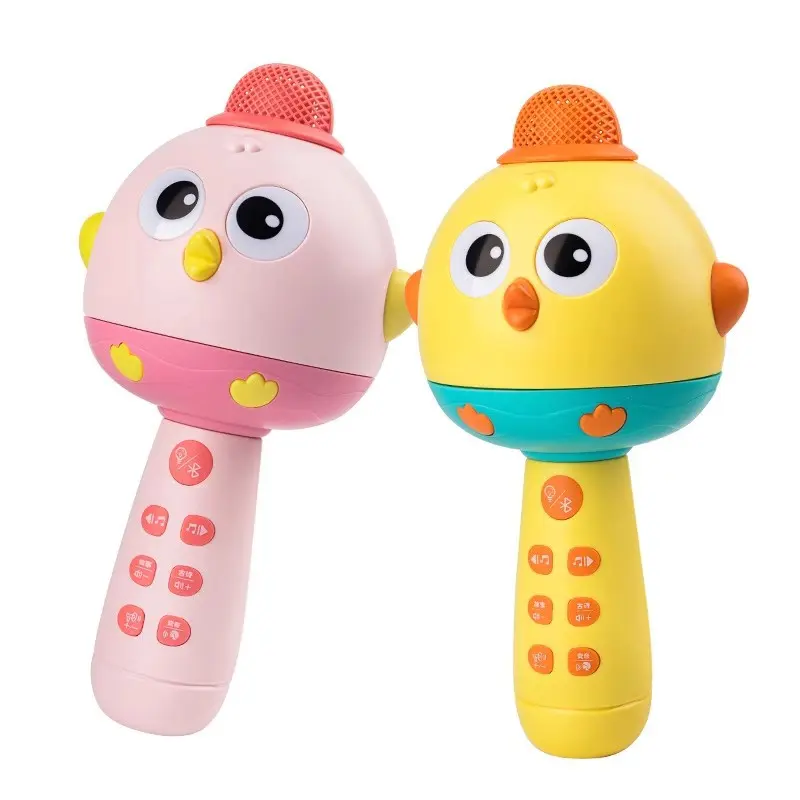 Cute Chick & Donut Kids Bluetooth Karaoke Microphone Toy, Wireless Handheld Singing Speaker with Voice Changer, Portable Toddler Educational Music Toy, Indoor Family Karaoke Game, Screen-Free Play Toy, Birthday & Holiday Gift for Boys Girls Ages 3+