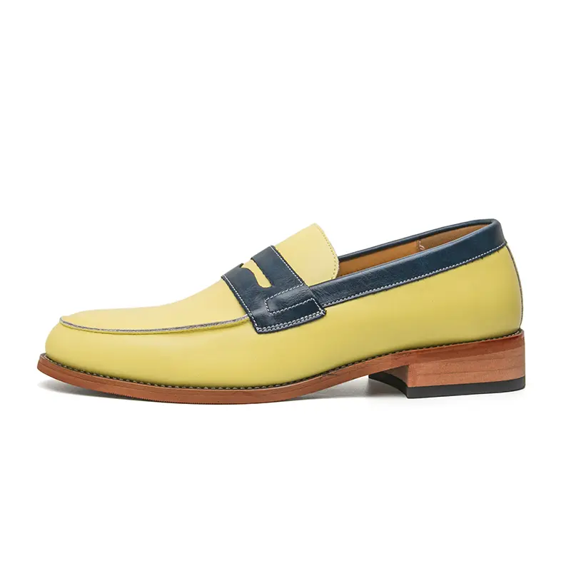 Men's Classic 2-Tone Colorblock Loafers, Flat Slip-On Masculine Design Formal Shoes for Everyday Wear, Two Tone