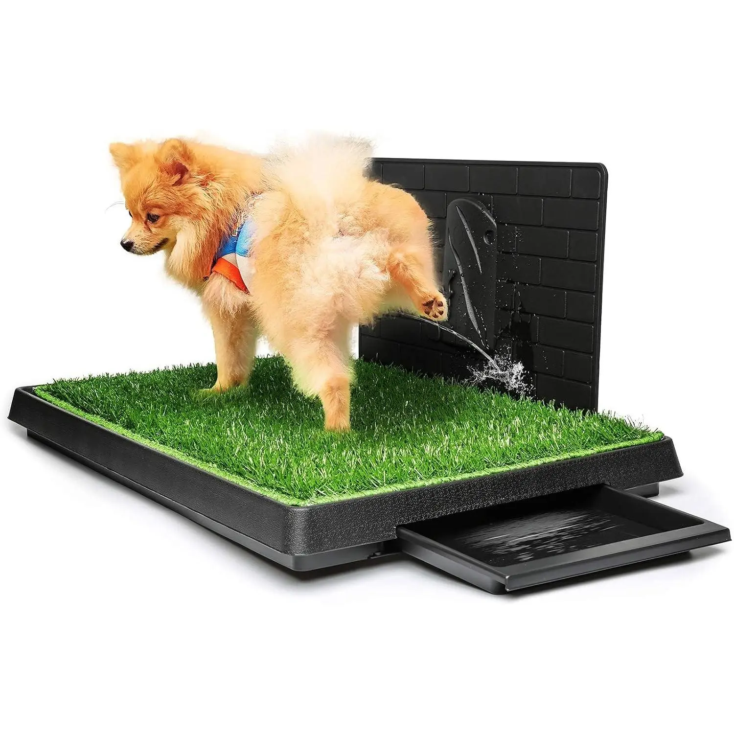 30"×20" Artificial Grass Dog Potty Mat with Tray, Pee Baffle & Reusable Turf, Indoor/Outdoor Training Patch for Small-Medium Dogs
