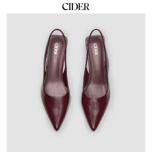 Cider Metallic Pointed Toe Slingback Kitten Heels