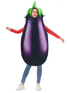 Costumes accessories 2025 Newest Eggplant Costume - Digital Print Vegetable Performance Suit for Halloween Stage & Parties