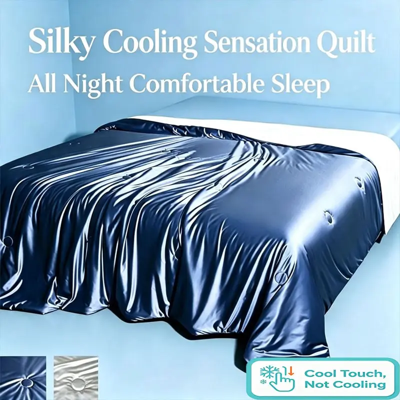Satin Cool Touch Summer Comforter, Silky Soft Skin-Friendly, Breathable Lightweight All-Season Quilt, Perfect Summer Gift