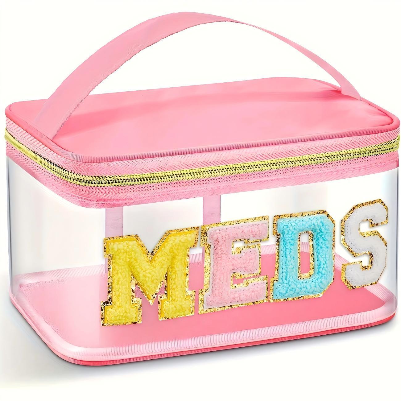 Hot Selling Fully Transparent Storage Bag with Embroidered Letters, Versatile Medicine Storage Bag for Easy Access, Hand In Hand Bag for Daily Organization, Space Saver Bags