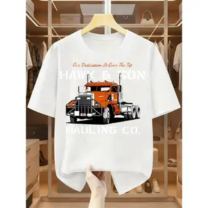 Casual, Men's T-Shirt, Hawk & Son Hauling Co. Truck Design, Everyday Wear, Gift For Truck Drivers