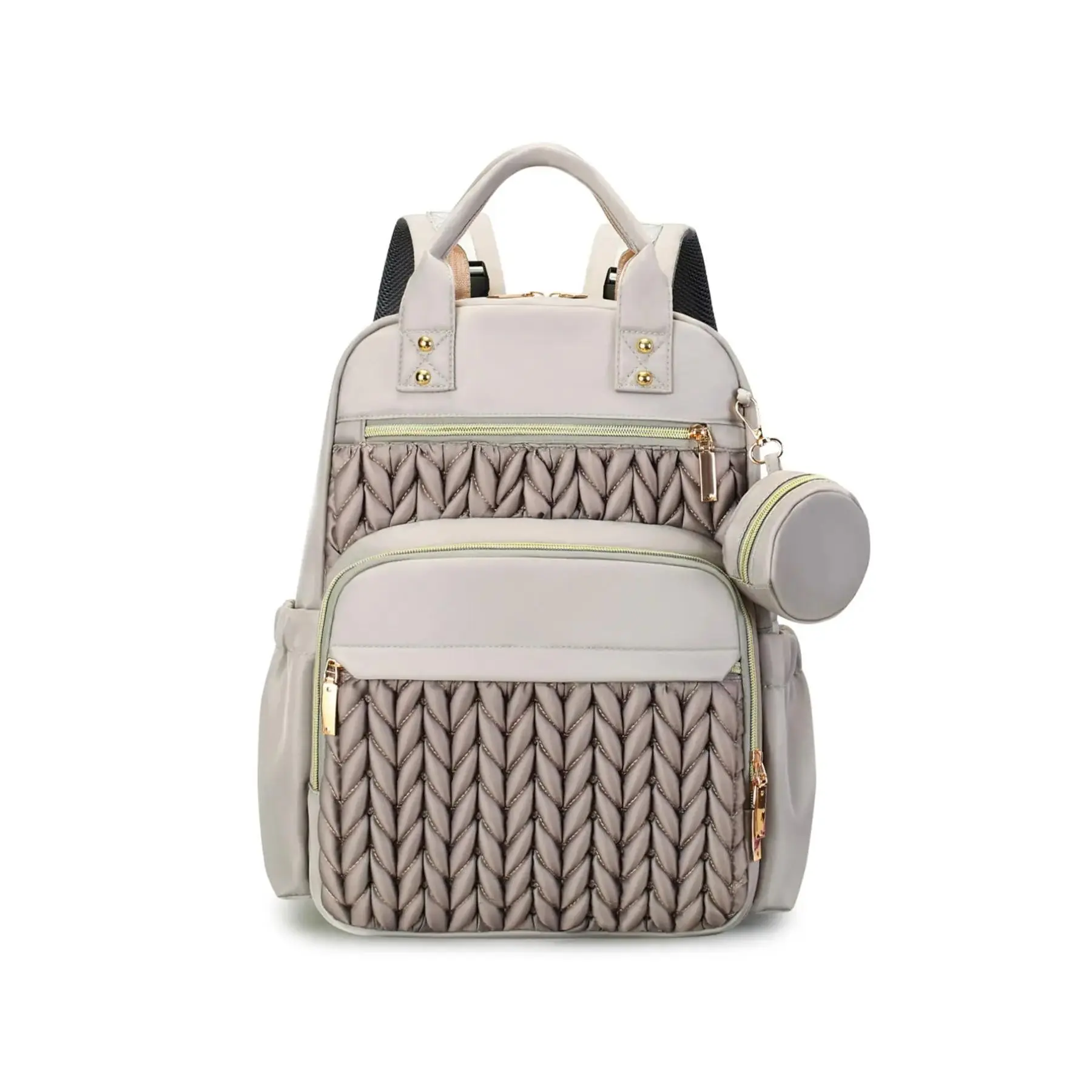 Large Capacity Insulated Baby Bottle Bag, Multi-Layer Mom Backpack, Multifunctional Diaper Bag, Diaper Travel Bag, Waterproof Quilted Shoulder Bag, Independent Bottle & Wipe Holder