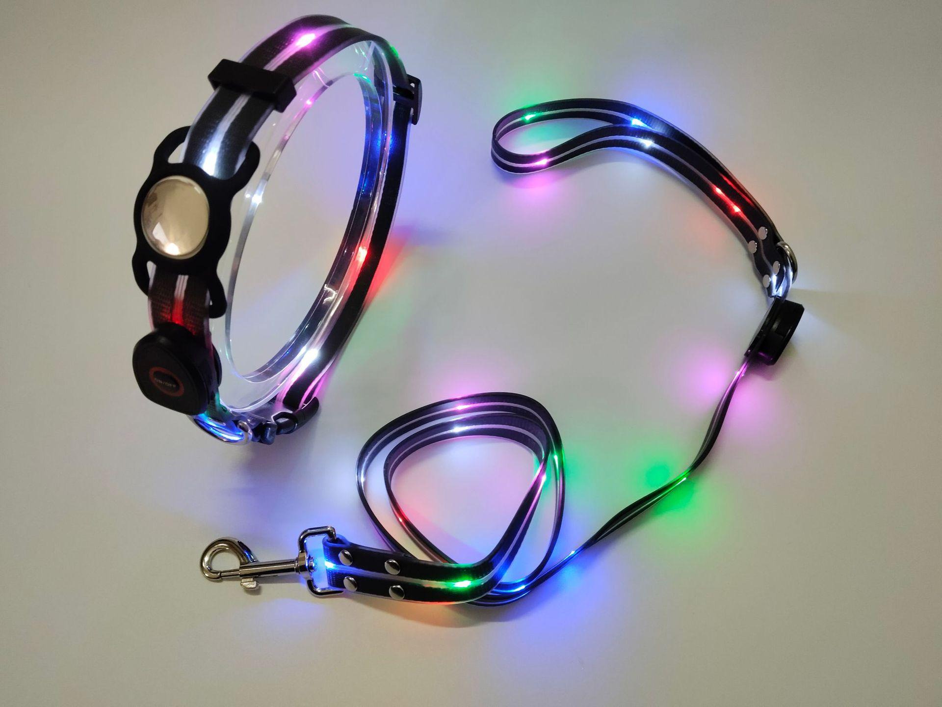 rechargeable luminous leather belt LED flashing collar with adjustable brightness, extremely cool. christmas  collar ball toy duney  leash Adjustable iyoshop  dog harness