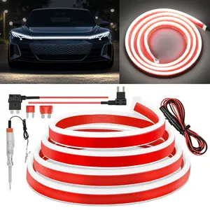Nilight LED Hood Light Strip, 59Inch Flexible Car Hood Light Waterproof Dynamic Startup Daytime Running Light for Cars, SUVs, Trucks, White bulb kit