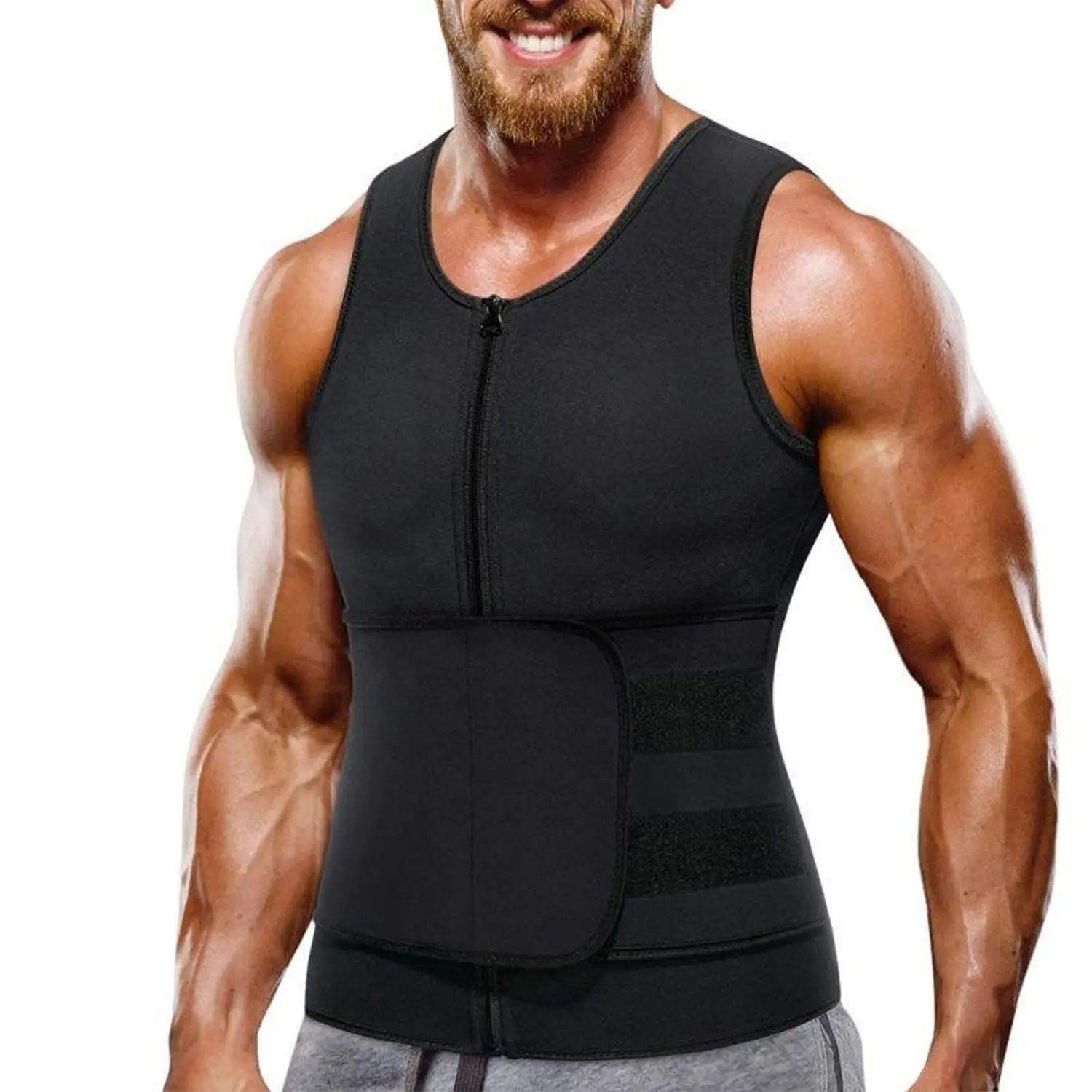 Men Neoprene Sauna Zipper Waist Trainer Vest, Tank Top Trimmer Body Shaper, Comfortable Fit for Daily Wear, Ideal for Fitness Enthusiasts, Waist Training Vest, Zipper Compression Vest, Sport Vests