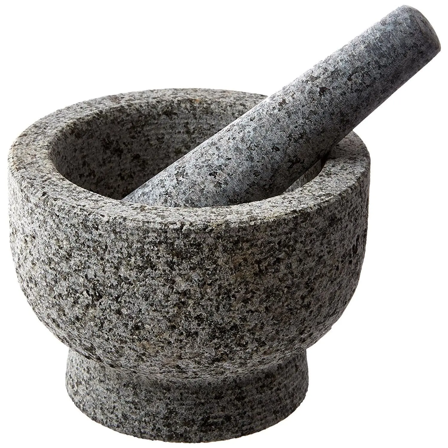 6 in Heavy Granite Mortar and Pestle Set, 2 Cup, Molcajete | Great for grinding spices, seasonings, pastes, pestos, and guacamole. Heavy stone stays put while grinding.