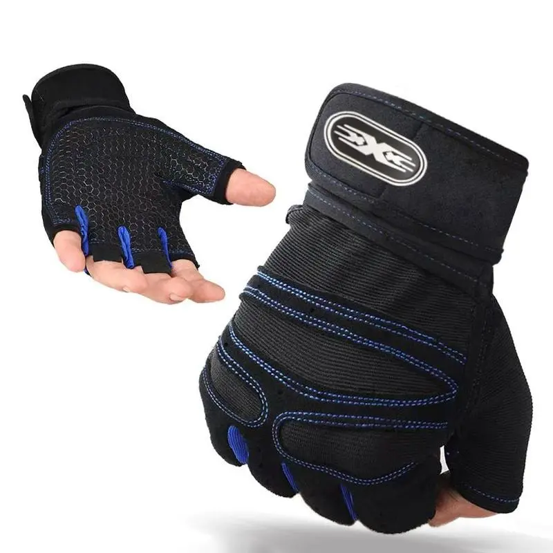 Half-finger Anti-slip Weightlifting Gloves, Adjustable Strap Breathable Athletic Fitness Gloves, Universal Sports Accessories for Men & Women, Suitable for Dumbbell Strength Training, Cycling & Biking