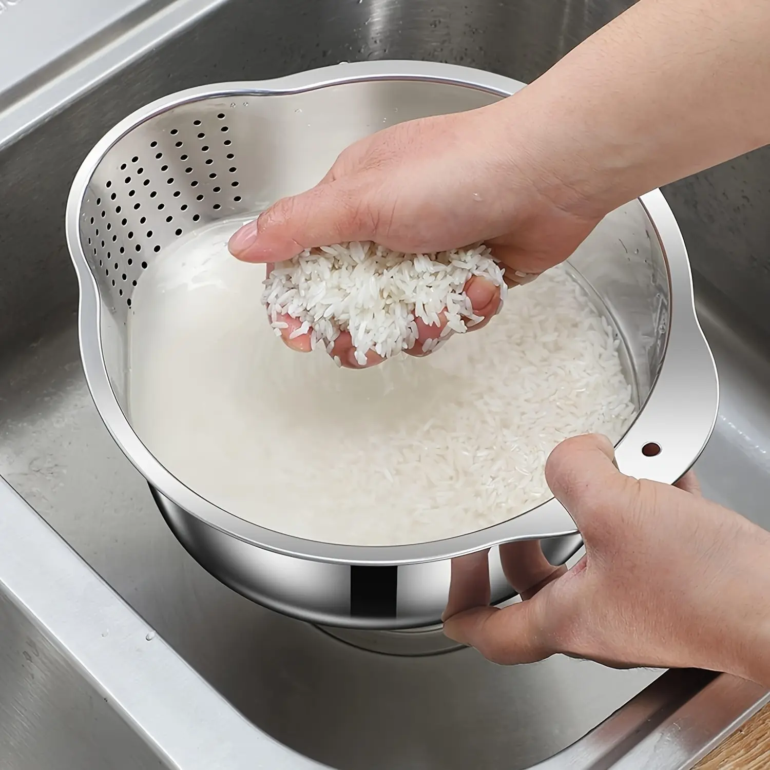 Heavy-Duty 304 Stainless Steel Vegetable Washing & Rice Soaking Basin - Suitable for, Rinsing Rice, Washing Vegetables, Dishwashing - Hygienic Sink Pot for, Commercial Use, to &