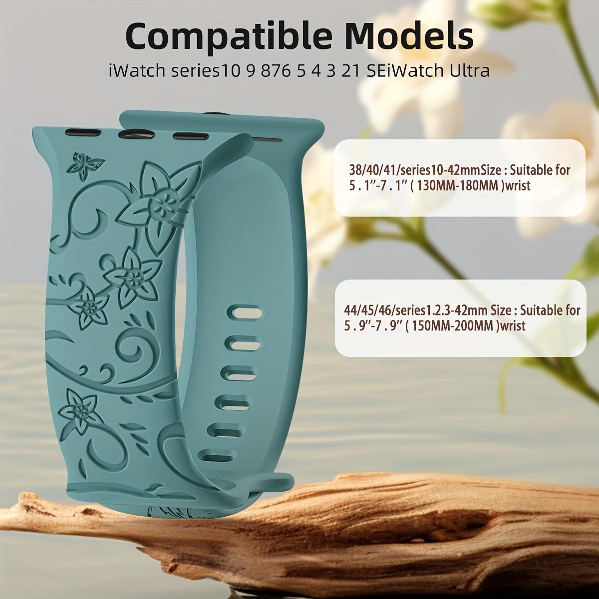 4-Pack Floral Pattern Silicone Apple Watch Bands – Sport Strap 38–49mm (Series 1–11, SE, Ultra / Ultra 2)