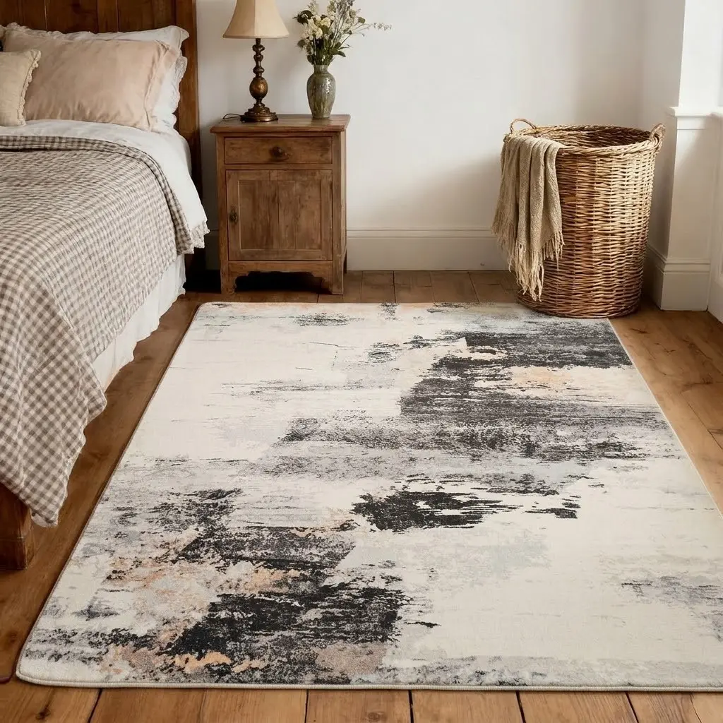 Washable Non-Slip Minimalist Sheepskin-Style Carpet, Anti-Slip Backing, Suitable for Living Room, Bedroom, Kitchen, Dining Room, All Seasons