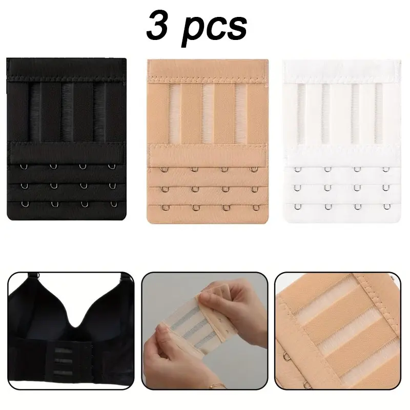 3-Pack Bra Back Extender, Adjustable Comfortable Polyester Fabric, Bra Extension Strap, Women's Underwear Accessories, Enhanced Fit and Comfort
