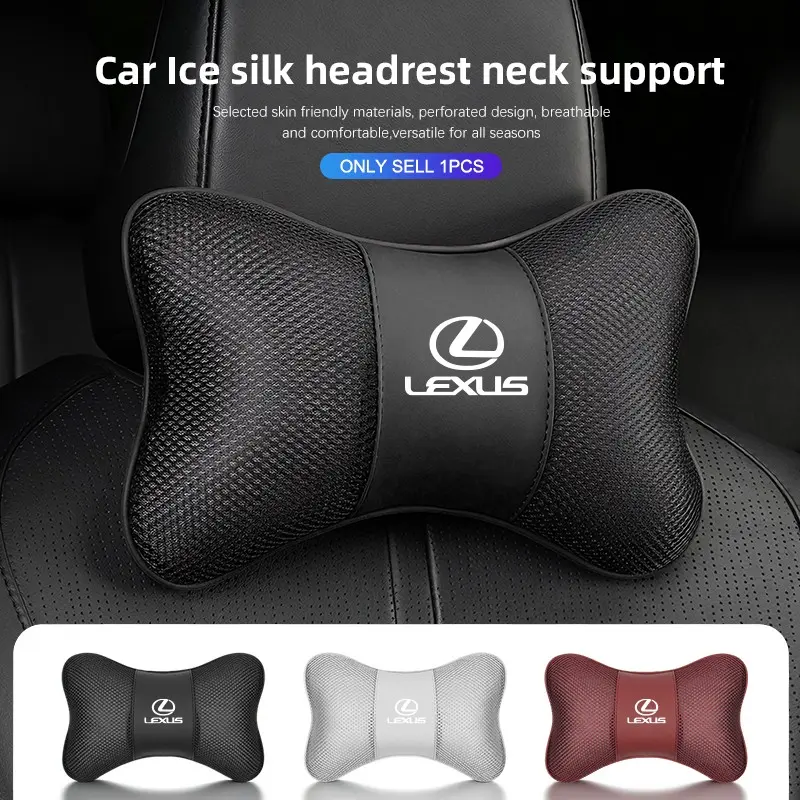 Ice Silk Car Seat Headrest Neck Pillow For Lexus ES RX NX LS UX LM LX GX LC RZ IS CT GS RC HS SC TX LBX IS300 RX350 LS500 LX600 NX260 CT200 F SPORT