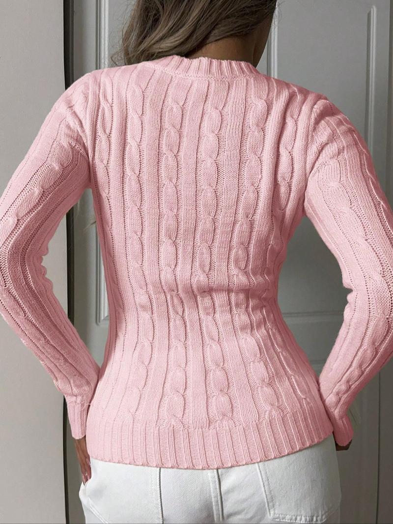 Women's Horse-Embroidered V Neck Sweater Pullover, Casual Long Sleeve Jumper for Spring & Fall, Fashion Women's Knitwear for Daily Wear, Womenswear