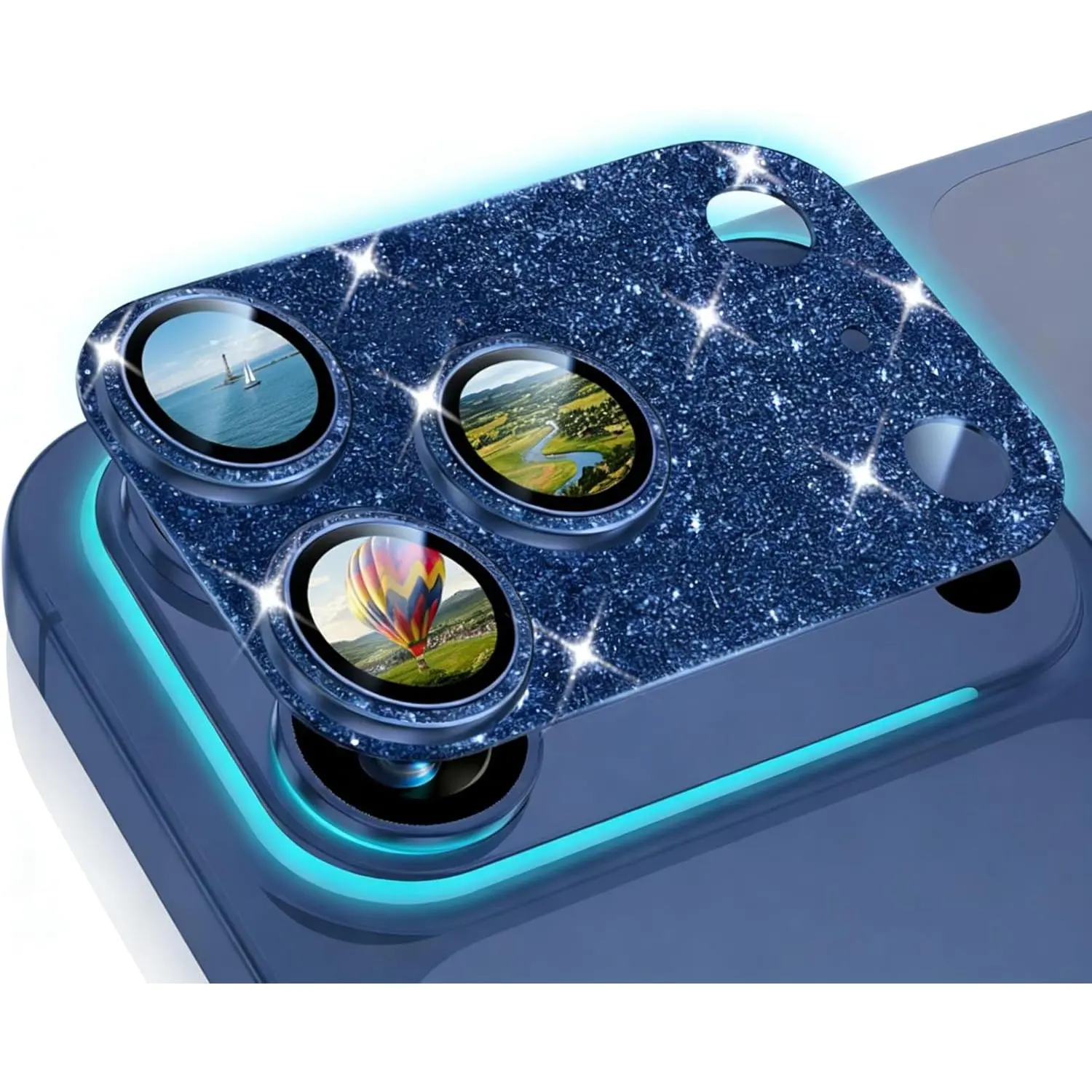 2-Pack Glitter Bling Camera Lens Protector for iPhone 17 Pro Max, 9H Tempered Glass Diamond Lens Cover, Anti-Scratch & HD Clear Camera Film for Women
