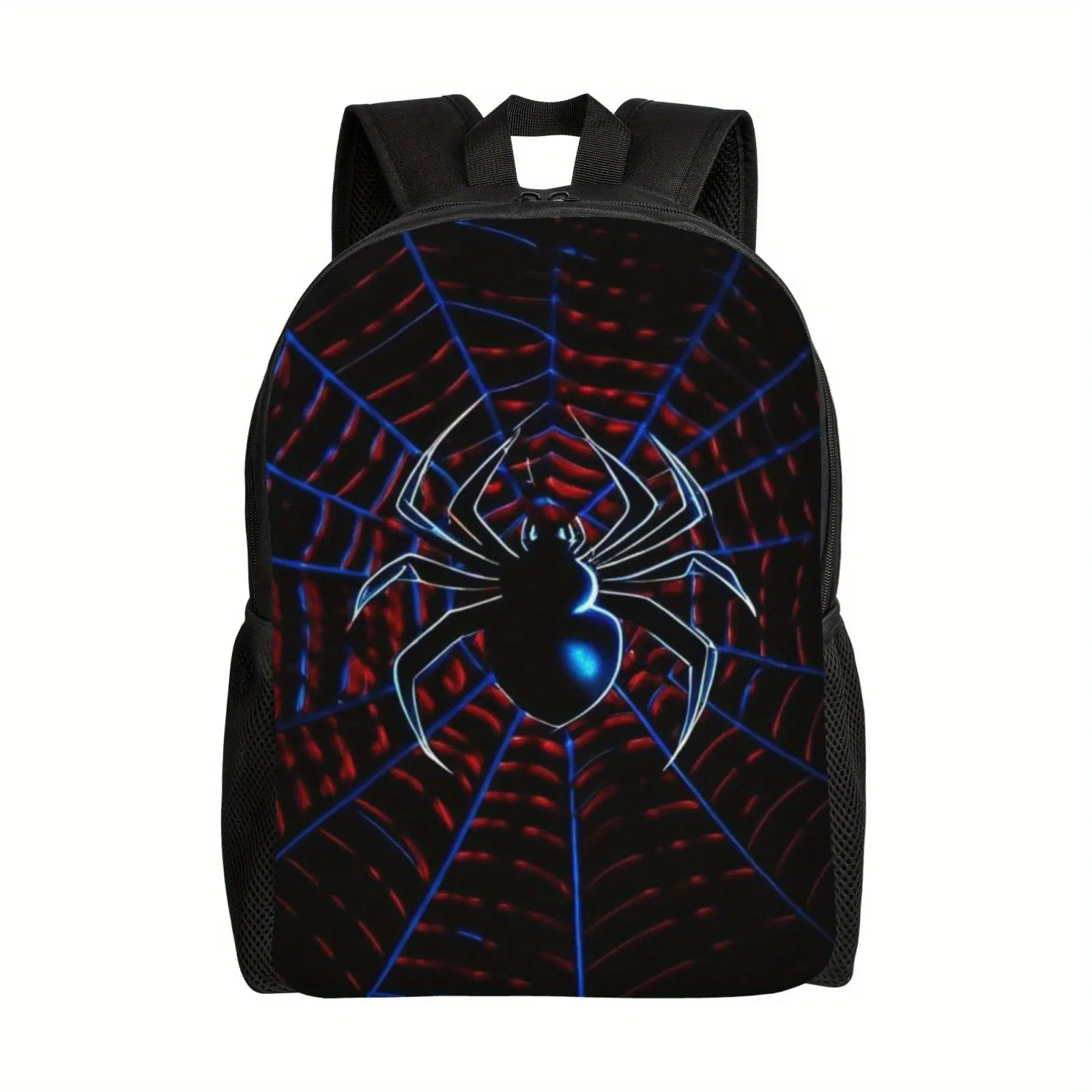 Spider Web Design Synthetic Backpack - Lightweight, Large Capacity Laptop Bag with Adjustable Straps, Durable Polyester Back to School Haul, Concert Swag Bag for College Holiday Travel & Everyday Use
