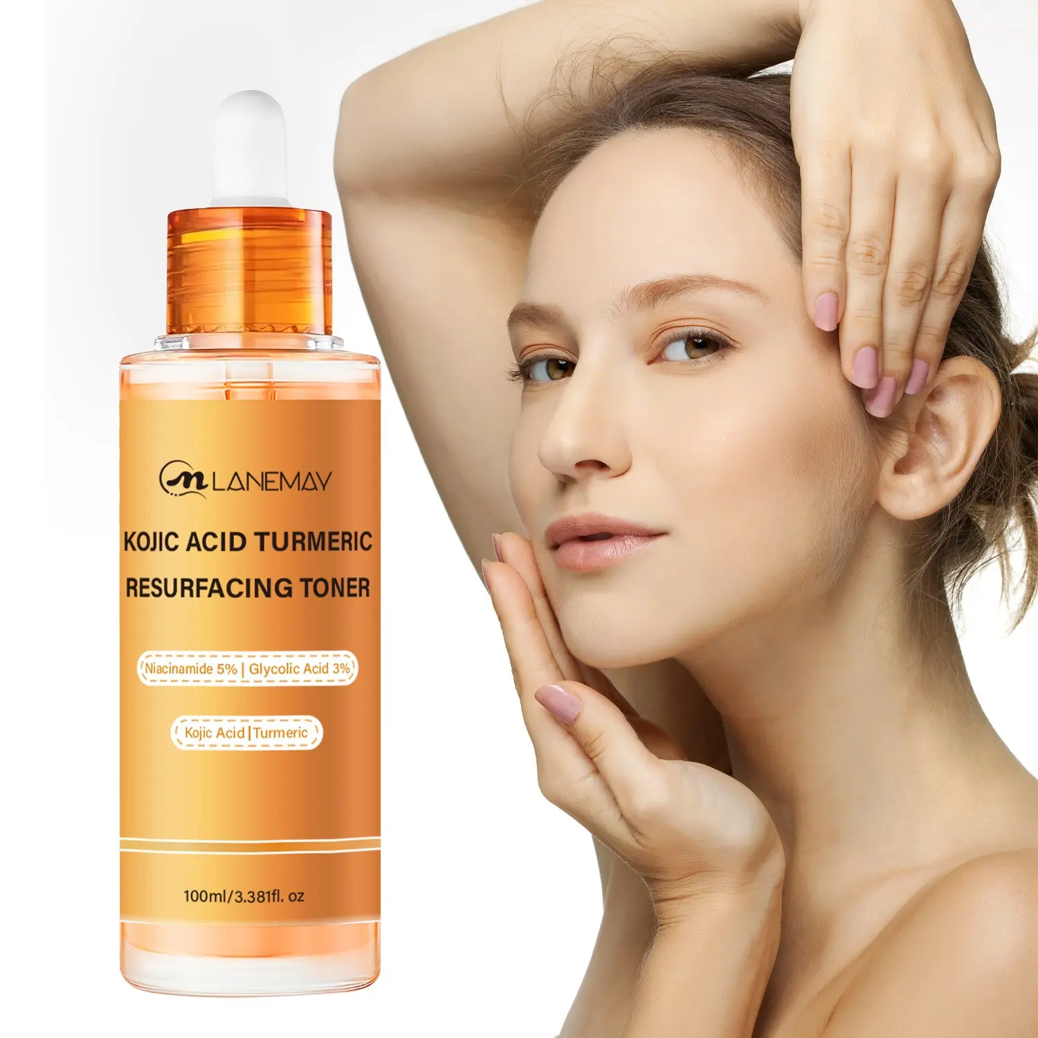 100ML Ferulic Acid Turmeric Glycolic Acid Infused Resurfacing Toner, Contains Niacinamide and Glycolic Acid, Even Skin Tone, Hyperpigmentation, Quick Absorption, Suitable for Most Skin Types