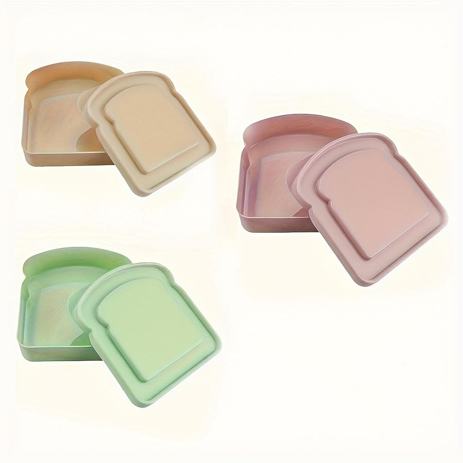 Sandwich Box / Lunch Box - Plastic Toast-Shaped Food Storage Container with Lid |   Microwave & Dishwasher Safe |   Suitable for Home Use or Adults (Colorful)
