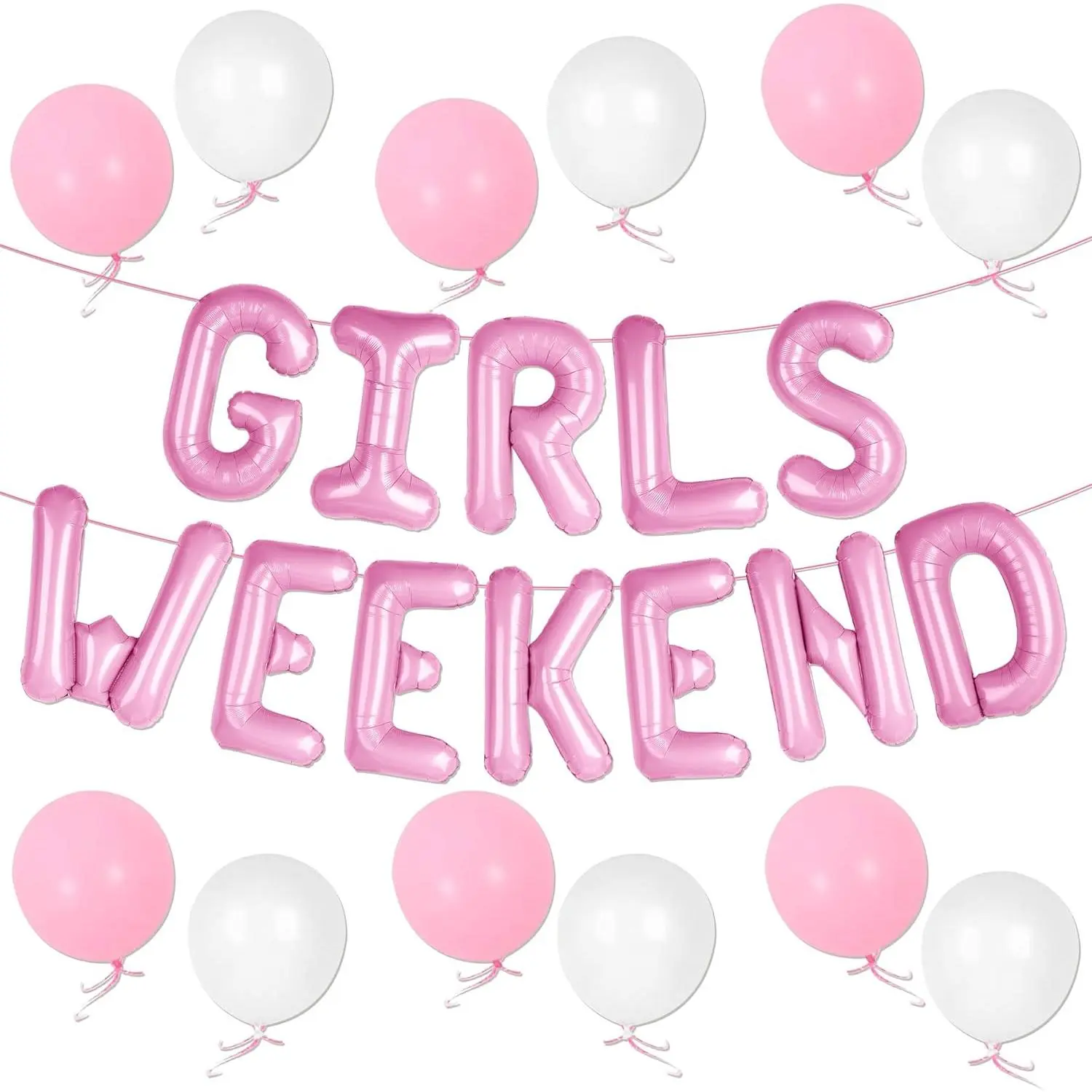 16 In Sparkly Latex Balloons & Banner Set, 20-Piece Girls' Bachelorette Party Decorations for Birthdays, Ladies' Night Pajama Party & Engagement Celebrations