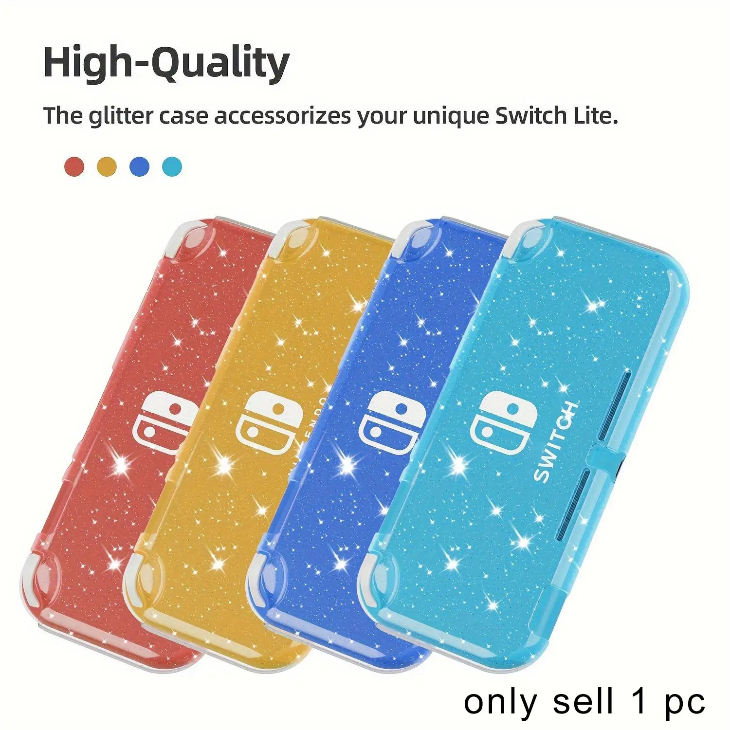 Nintendo Switch Lite Game Console Protective Case, Protector, Transparent Clear Soft Gel Sparkle Cover, Durable Shockproof Accessory for Nintendo Switch Lite, Switch Accessories