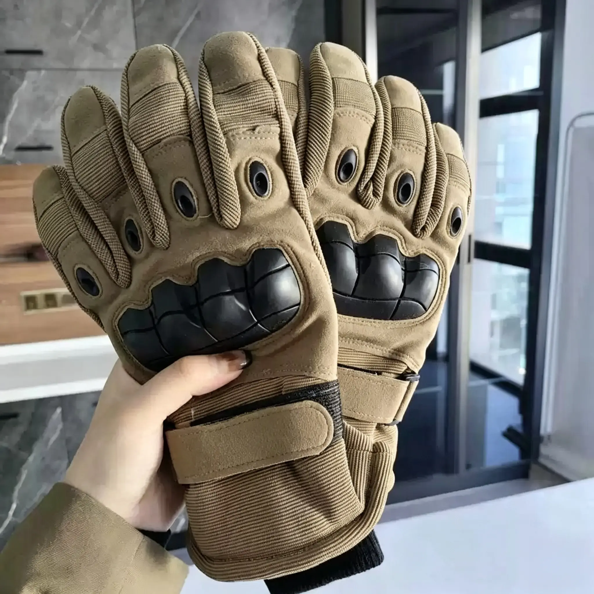 1 Pair Tactical Gloves, Touchscreen Friendly, Fitness Protection, Motorcycle, Hunting, Full Finger Outdoor Gloves