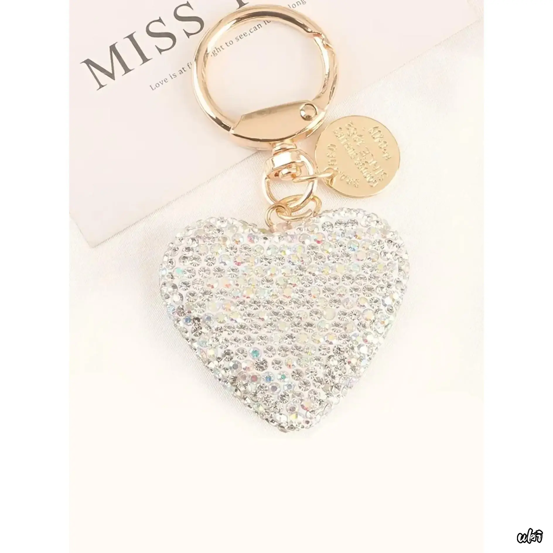 Women's Elegant Rhinestone Heart Shape Keychain - Bling Silver Compact DIY Bag Accessory for Backpacks, Friends, Car Keys, Polished Details, Easy to Carry, Long-Lasting, Fine Craftsmanship Jewelry, Ideal Mother’s Day Gift (1 size), One Size, Hanging Car K